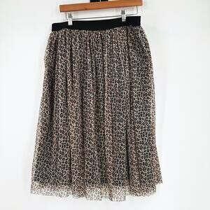 A New Day Cheetah Print Mesh Midi Skirt Large Retro 90s Rockabilly Pin Up Pullon